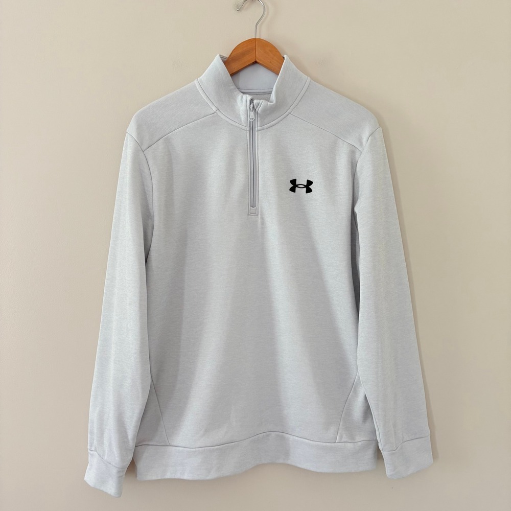 Under Armour Pullover 1/4 Zip Large Light Gray Loose Fit Fleece Performance